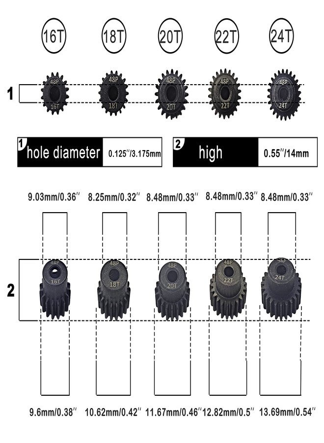 HOPLEX 48P Pinion Gear Set Hardened Metal 16T 18T 20T 22T 24T with Screwdriver for 3.175mm Shaft 1/10 RC Brushless Brush Motor - Image 2
